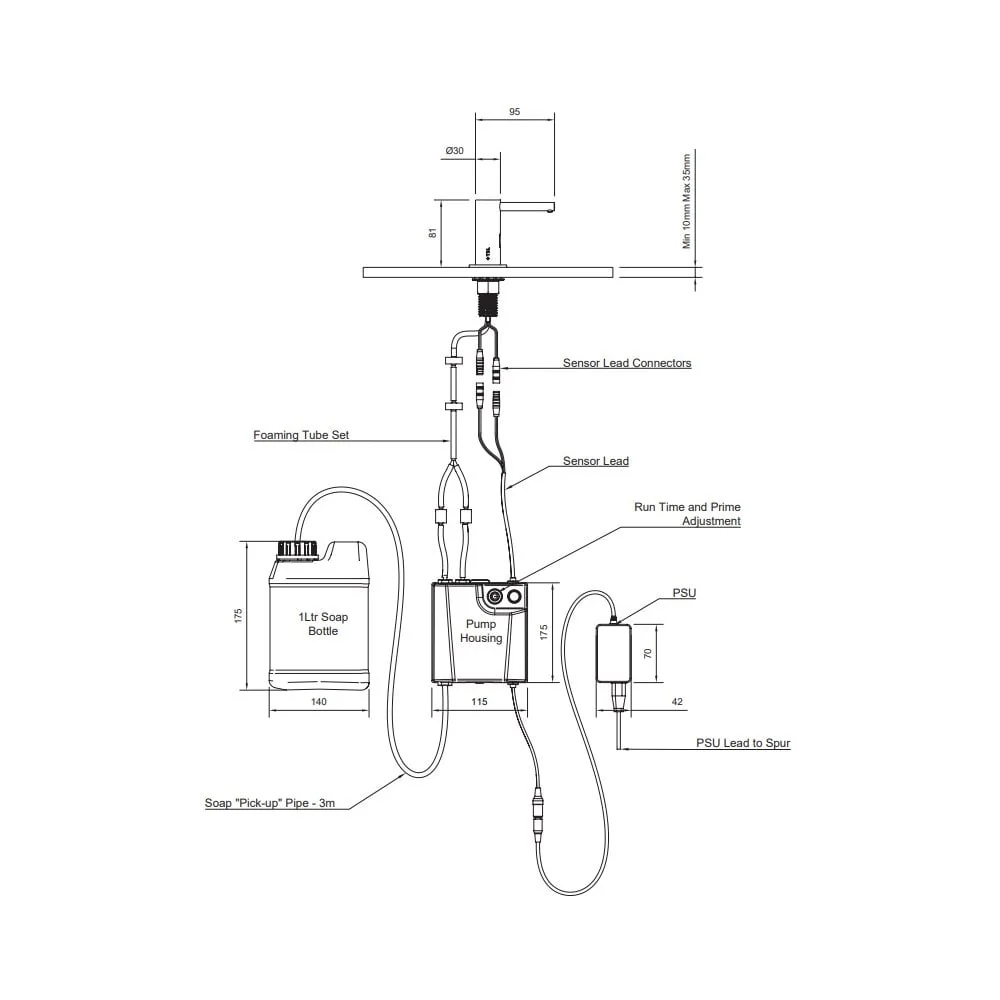 Deck Mounted Sensor Activated 1L Foam Soap Dispenser Automatic Mains Supplied TSL.420 - Image 6