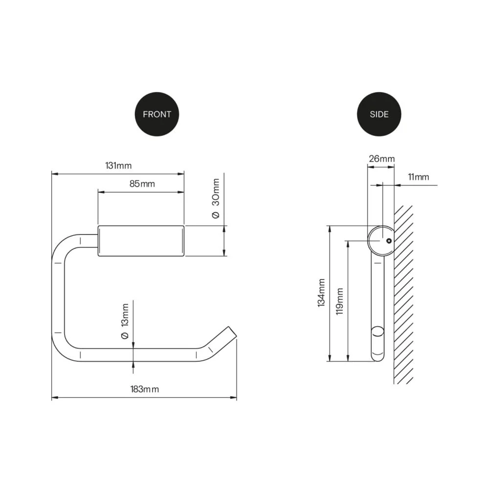 Stainless Steel Single Toilet Roll Holder with Concealed Fixings TSL.45 - Image 7