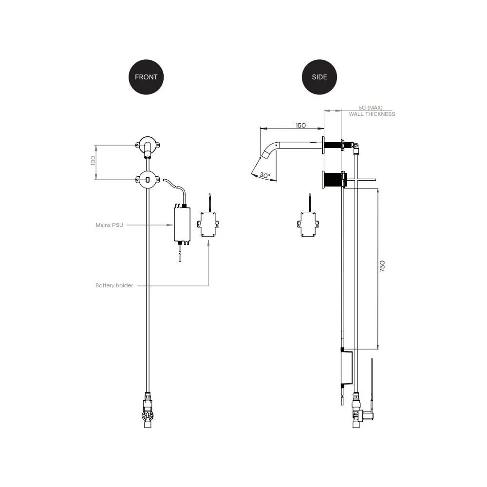 Wall mounted WRAS IR Sensor Tap 150mm TSL.884 - Image 6